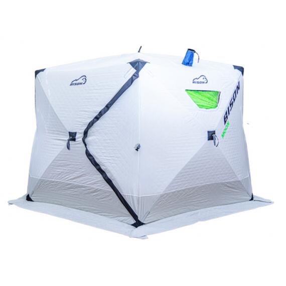 Палатка зимняя трехслойная Bison Moon Extra шестигранник (3.50х2.00х2.20м) бело-зелёная, фото , изображение 6