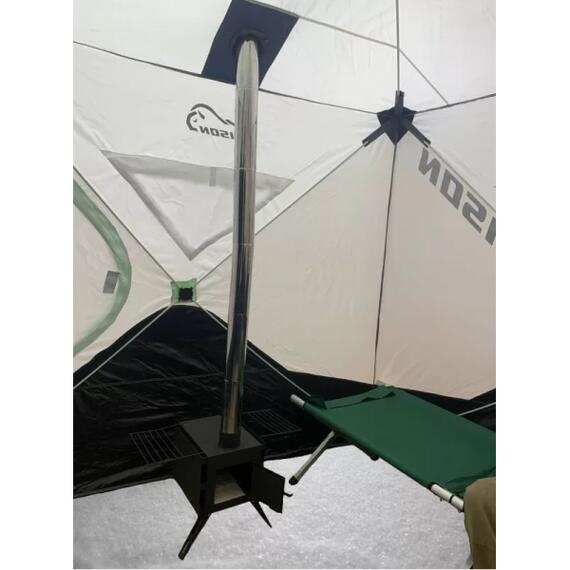 Палатка зимняя трехслойная Bison Moon Extra шестигранник (3.50х2.00х2.20м) бело-зелёная, фото , изображение 4