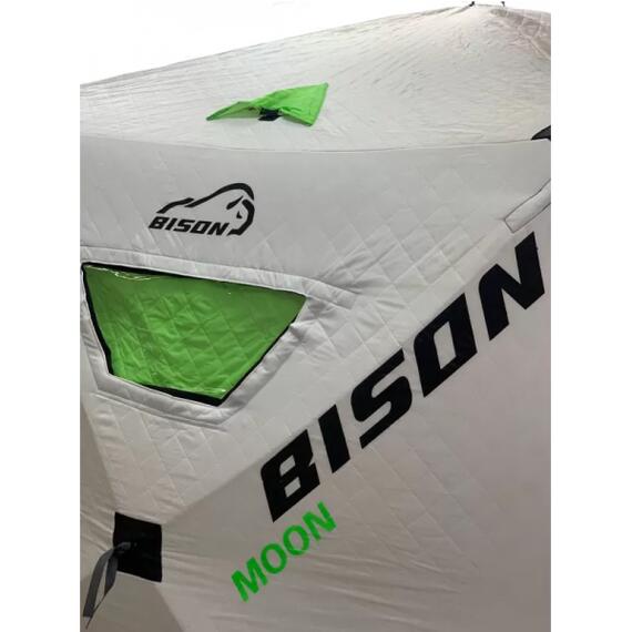 Палатка зимняя трехслойная Bison Moon Extra шестигранник (3.50х2.00х2.20м) бело-зелёная, фото , изображение 5