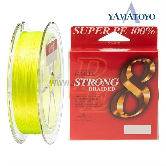 Плетеный шнур Yamatoyo Super PE Strong 8 Braided х8, #0.8, 200 м, желтый, фото 