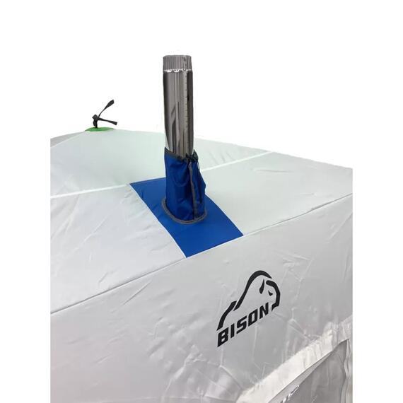 Палатка зимняя трехслойная Bison Nordex Extra двойной куб (4.20х2.00х2.30м) бело-зелёная, фото , изображение 5