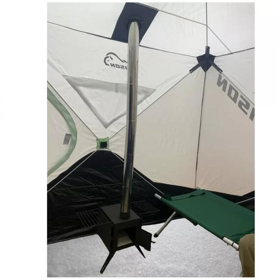 Палатка зимняя трехслойная Bison Prime Extra Куб (2.40х2.40х2.10м) бело-зелёная, фото , изображение 5