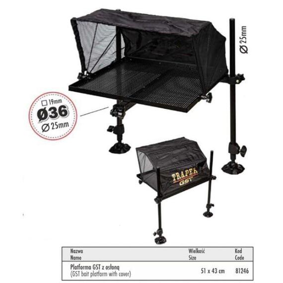 Стол Traper с маркизой 43x51 см, фото 