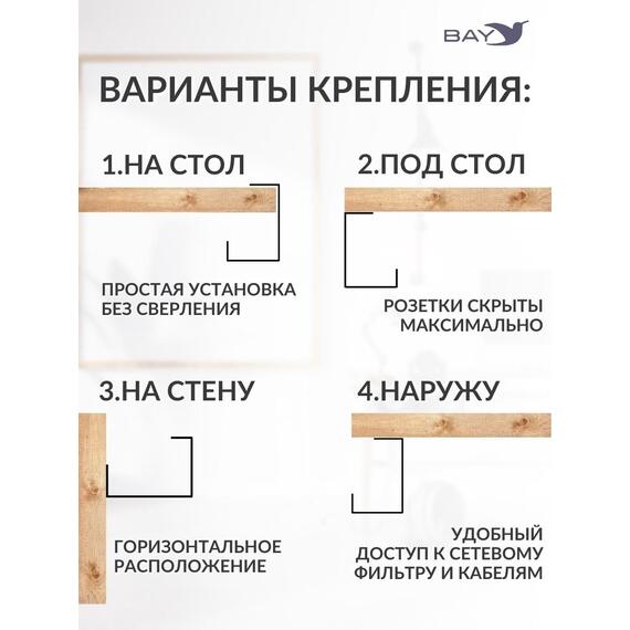 Держатель органайзер для проводов для удлинителя розеток, фото , изображение 4