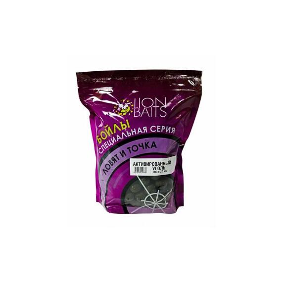 LION BAITS Бойлы 20мм "Активированный уголь" 900гр (кальмар + смесь специй), Цвет: черный, Диаметр (мм): 20, фото 