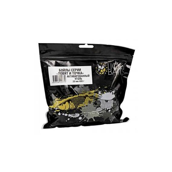 LION BAITS Бойлы 20мм "Активированный уголь" 400гр (кальмар + смесь специй), Цвет: черный, Диаметр (мм): 20, фото 