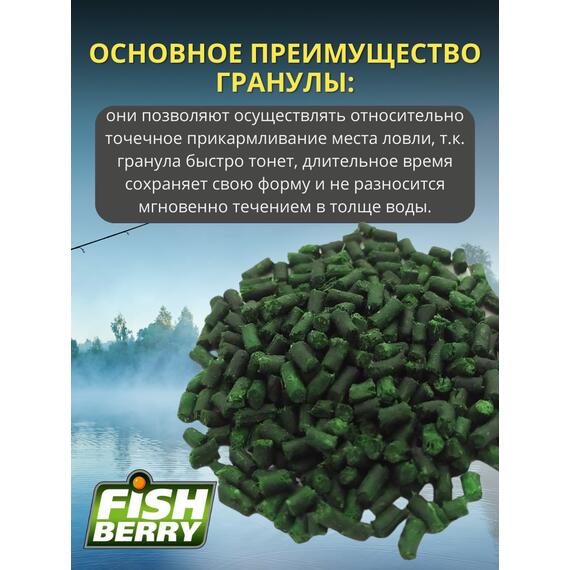 FishBerry Пеллетс карповый (бетаин, цв. -зеленый) 2мм - 1 кг, Вкус: морепродукты, Вид рыбы: Карп, Диаметр (мм): 2, фото , изображение 3