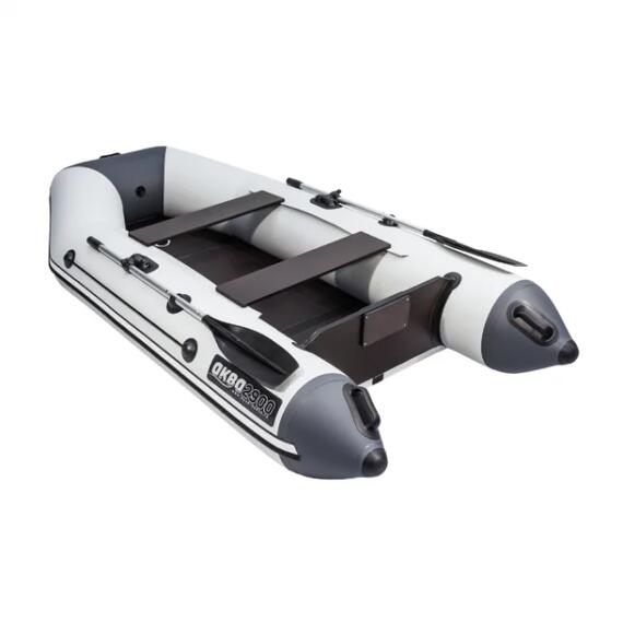 Надувная лодка Аква 2900 (слань-книжка, киль) светло-серый/графит, фото , изображение 3