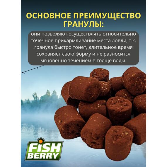FishBerry Пеллетс карповый (палтус, цв. -бордовый) 16мм - 1 кг, Вкус: палтус, Вид рыбы: Карп, Диаметр (мм): 16, фото , изображение 3
