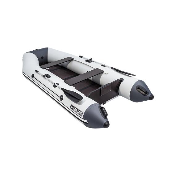Надувная лодка Аква 3200 (слань-книжка, киль) Светло-серый / графит