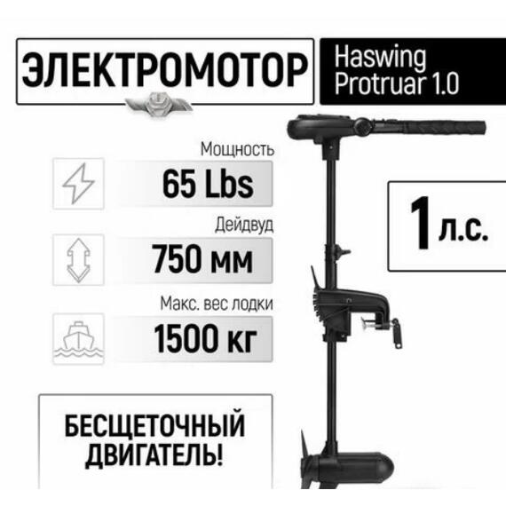 Электромотор лодочный Haswing Protruar 1.0 12V 65 lbs (75 см.), фото 