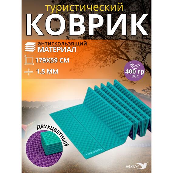 Коврик туристический ISOLON Tourist Flex 1790х590х15 бирюзов/фиолет, фото 