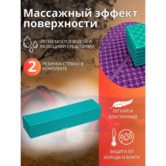 Коврик туристический ISOLON Tourist Flex 1790х590х15 бирюзов/фиолет, фото , изображение 2