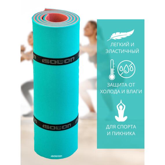 Коврик туристический ISOLON Camping 12 1800х600х12 бирюз/бордо, фото , изображение 2