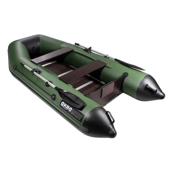 Надувная лодка Аква 2900 (слань-книжка, киль) зеленый черный, фото , изображение 4