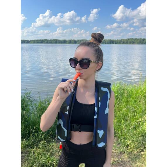 Жилет самонадувающийся спасательный LifeJacket камуфляж синий, Цвет: камуфляж синий, фото , изображение 13