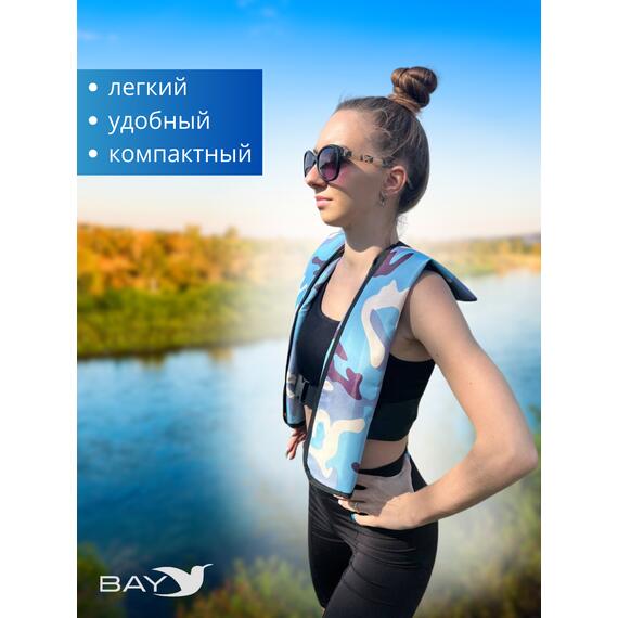 Жилет самонадувающийся спасательный LifeJacket камуфляж голубой, Цвет: камуфляж голубой, фото , изображение 5