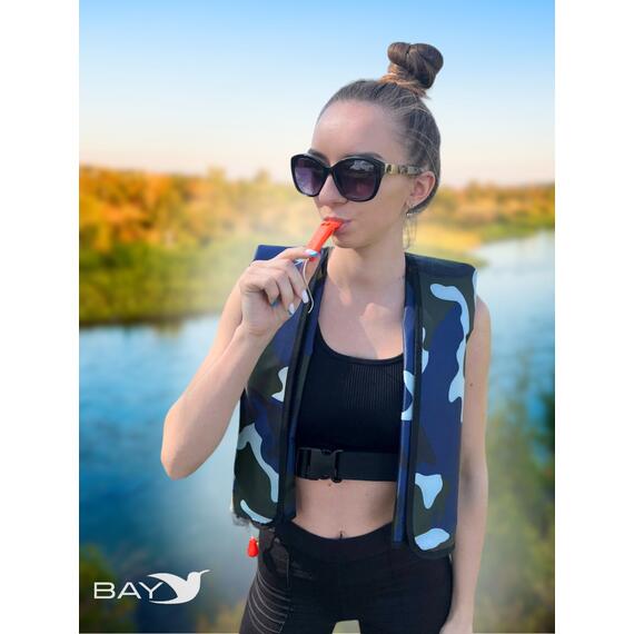 Жилет самонадувающийся спасательный LifeJacket камуфляж синий, Цвет: камуфляж синий, фото , изображение 6