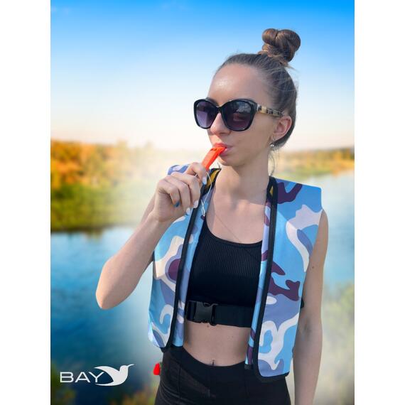 Жилет самонадувающийся спасательный LifeJacket камуфляж голубой, Цвет: камуфляж голубой, фото , изображение 6