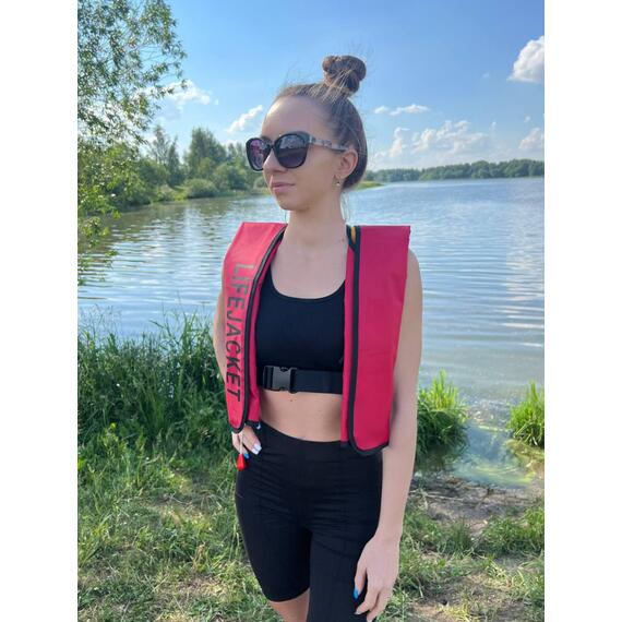 Жилет самонадувающийся спасательный LifeJacket красный, Цвет: красный, фото , изображение 9