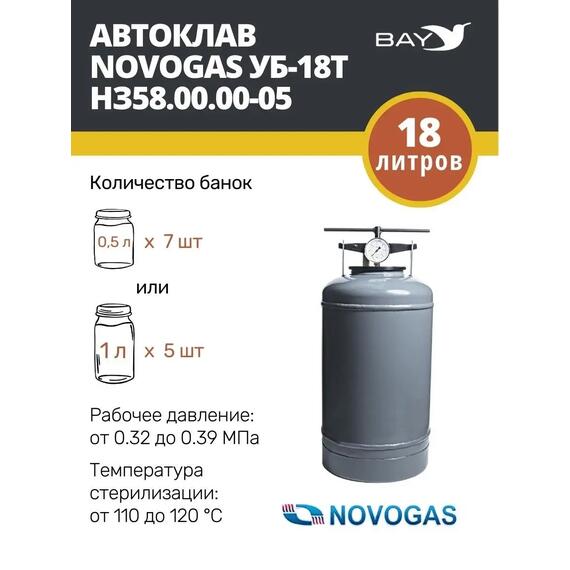 Автоклав консерватор стерилизатор NOVOGAS 18 л с температурой, фото , изображение 3