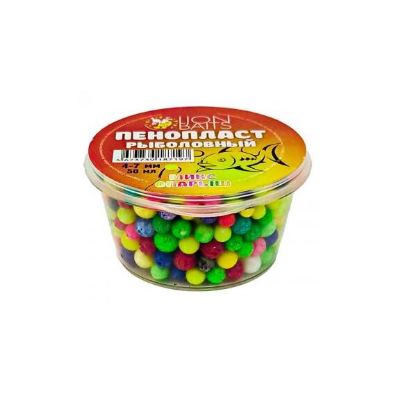 Lion Baits Пенопласт рыболовный цветной микс "Опарыш" 4-7мм 50мл, фото 