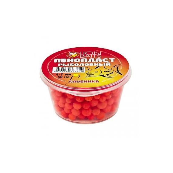 Lion Baits Пенопласт рыболовный "Клубника" (красный) 4-7мм 50мл, фото 