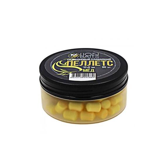Пеллетс силиконовый плавающий "Мед" 12х8мм (80шт), Цвет: желтый, Вкус: Мед, Диаметр (мм): 12х8, фото 