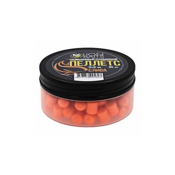 Пеллетс силиконовый плавающий "Слива" 12х8мм (80шт), Цвет: оранжевый, Вкус: слива, Диаметр (мм): 12х8, фото 