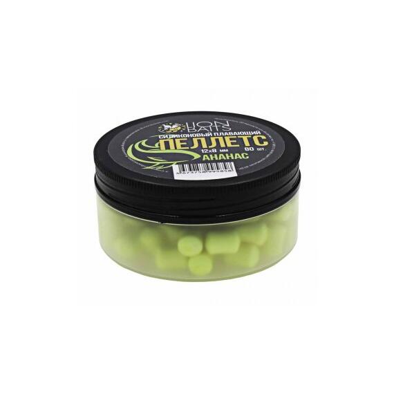 Пеллетс силиконовый плавающий "Ананас" 12х8мм (80шт), Цвет: желтый, Вкус: ананас, Диаметр (мм): 12х8, фото 