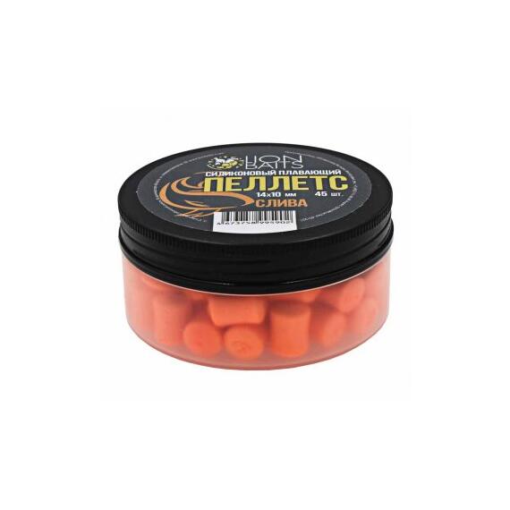 Пеллетс силиконовый плавающий "Слива" 14х10мм (45шт), Цвет: оранжевый, Вкус: слива, Диаметр (мм): 14х10, фото 