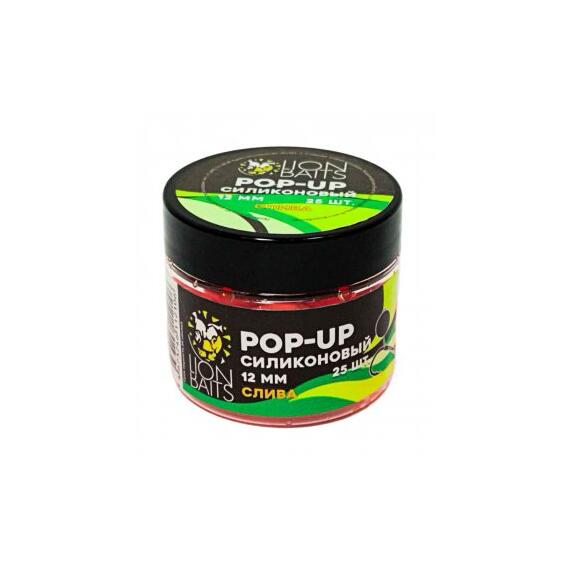 Lion Baits Бойлы плавающие Pop-Up Силиконовый "Слива" 12мм (25шт), Цвет: оранжевый, Вкус: слива, Диаметр (мм): 12, фото 