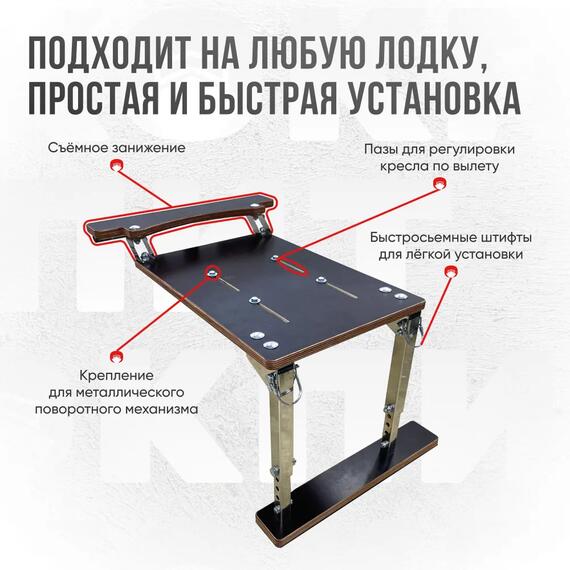 Кресло Кокпит Skipper в комплекте с опорой с занижением 60 мм., (нерж.), серый/светло-серый перфорированное, Цвет: светло-серый/серый (перф.), фото , изображение 7