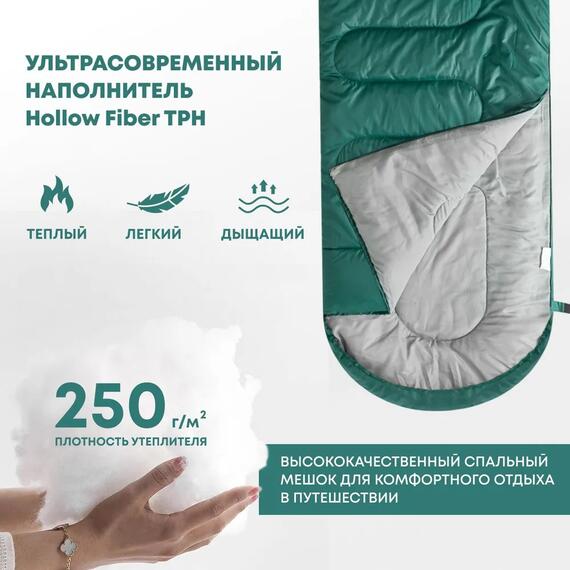 Спальный мешок RSP LAGER 250 зеленый, левая молния, фото , изображение 3