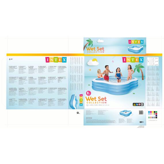 57495 Надувной квадратный бассейн Intex Семейная купальня, 229 х 229 х 56 см, от 6 лет, фото , изображение 3