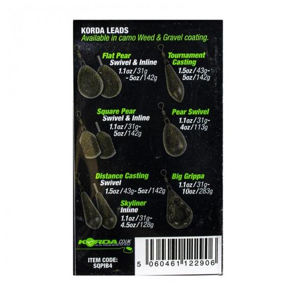 Грузило KORDA Square Pear Inline Blister 4,0oz 112гр, фото , изображение 2