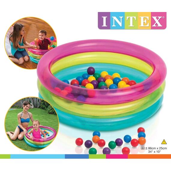 48674 Бассейн надувной Intex, 86 х 25 см, с шариками 50 штук, 1-3 лет, фото , изображение 2