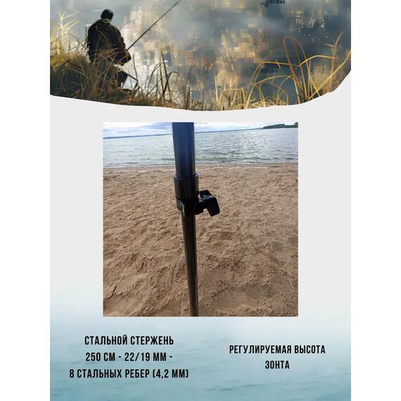 Рыболовный зонт WAHOO с шалью на 8 секторов с одним окошком (спица 4.2мм), фото , изображение 4