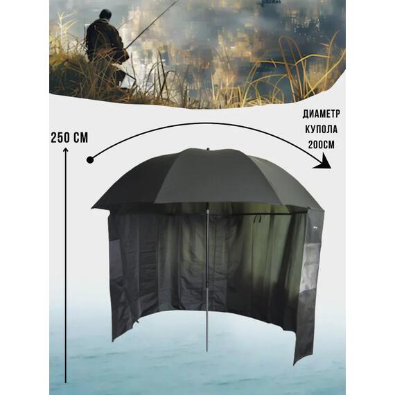 Рыболовный зонт WAHOO с шалью на 6 секторов с двумя окошками (спица 3.8мм), фото , изображение 3