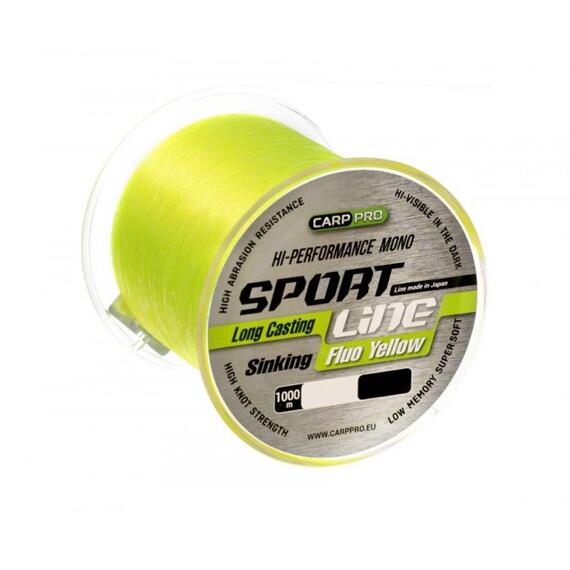 Леска CARP PRO Sport Line Fluo Yellow 1000M 0,310 mm, Цвет: Fluo Yellow, Диаметр лески: 0.310 мм, фото 