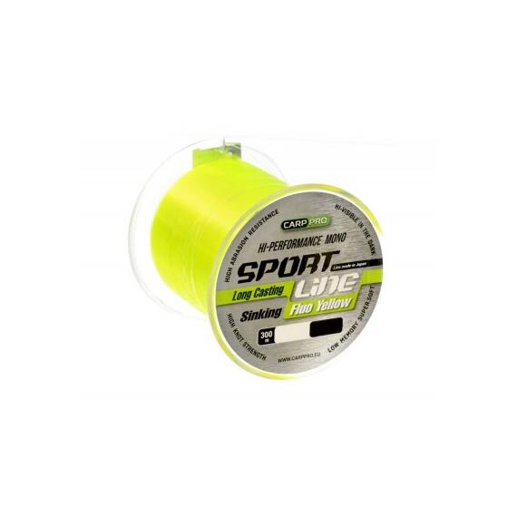 Леска CARP PRO Sport Line Fluo Yellow 300M 0,235 mm, Цвет: Fluo Yellow, Диаметр лески: 0.235 mm, фото 