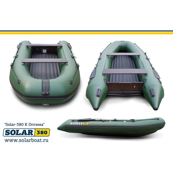 Лодка надувная моторная solar-380 к (оптима) Зеленый, фото 