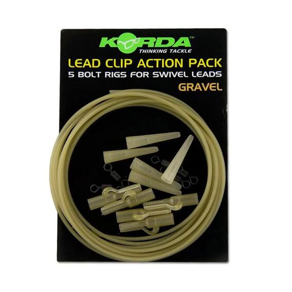 Набор безопасная клипса KORDA Lead Clip Action Pack Gravel, Цвет: Gravel, фото 