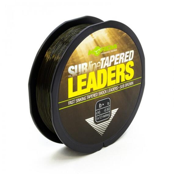 Лидер конический KORDA Subline Tapered Leader 0.30-0.50мм Brown, фото , изображение 2
