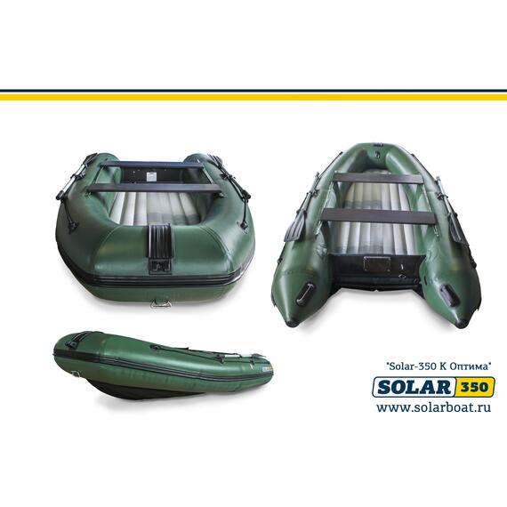 Лодка надувная моторная solar-350 к (оптима) Зеленый, фото , изображение 3