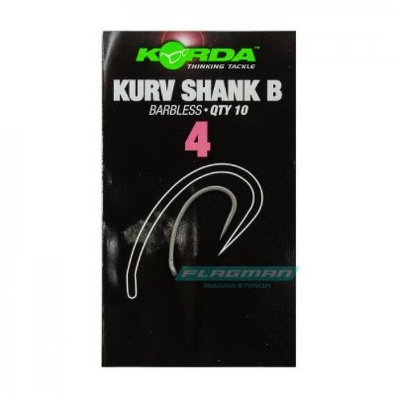 Крючок KORDA Kurv Shank Barbless №4 безбородый, фото , изображение 2