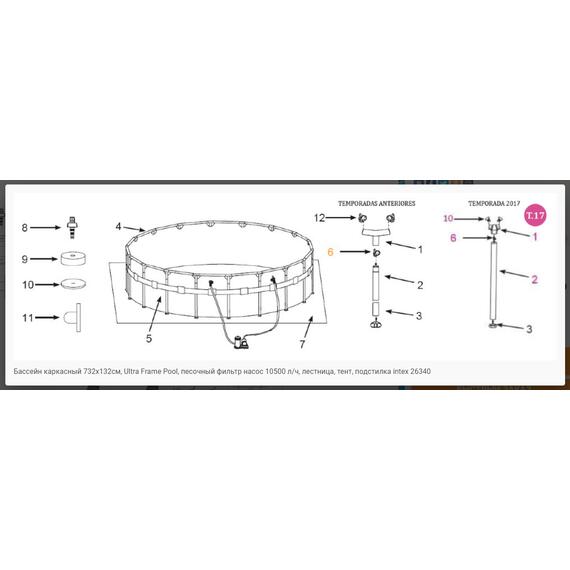 26340 Каркасный бассейн Intex Ultra XTR Frame, 732 х 132 см, песчаный фильтр-насос, лестница, тент, подстилка, фото , изображение 5