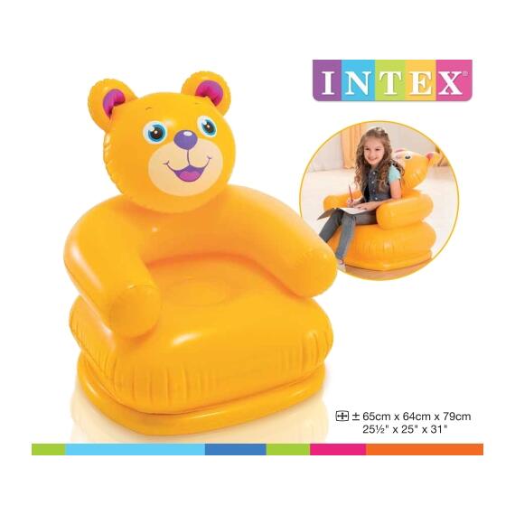 68556 Кресло надувное Intex Весёлые звери, 65х64х74 см, от 3 до 8 лет, цвета МИКС Голубой, фото , изображение 27