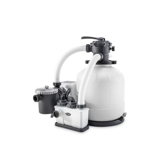 26384 Каркасный бассейн Intex Graphite Gray 478 х 124 см, песчаный фильтр-насос, лестница, тент, подстилка, фото , изображение 4