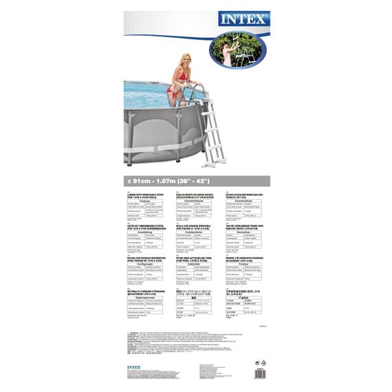 28075 Лестница для бассейнов Intex от 91 до 107 см, 3 ступеньки, без площадки, с защитой, фото , изображение 2